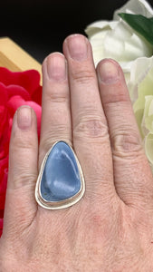 Blue Opal and sterling silver ring size 6 3/4-7
