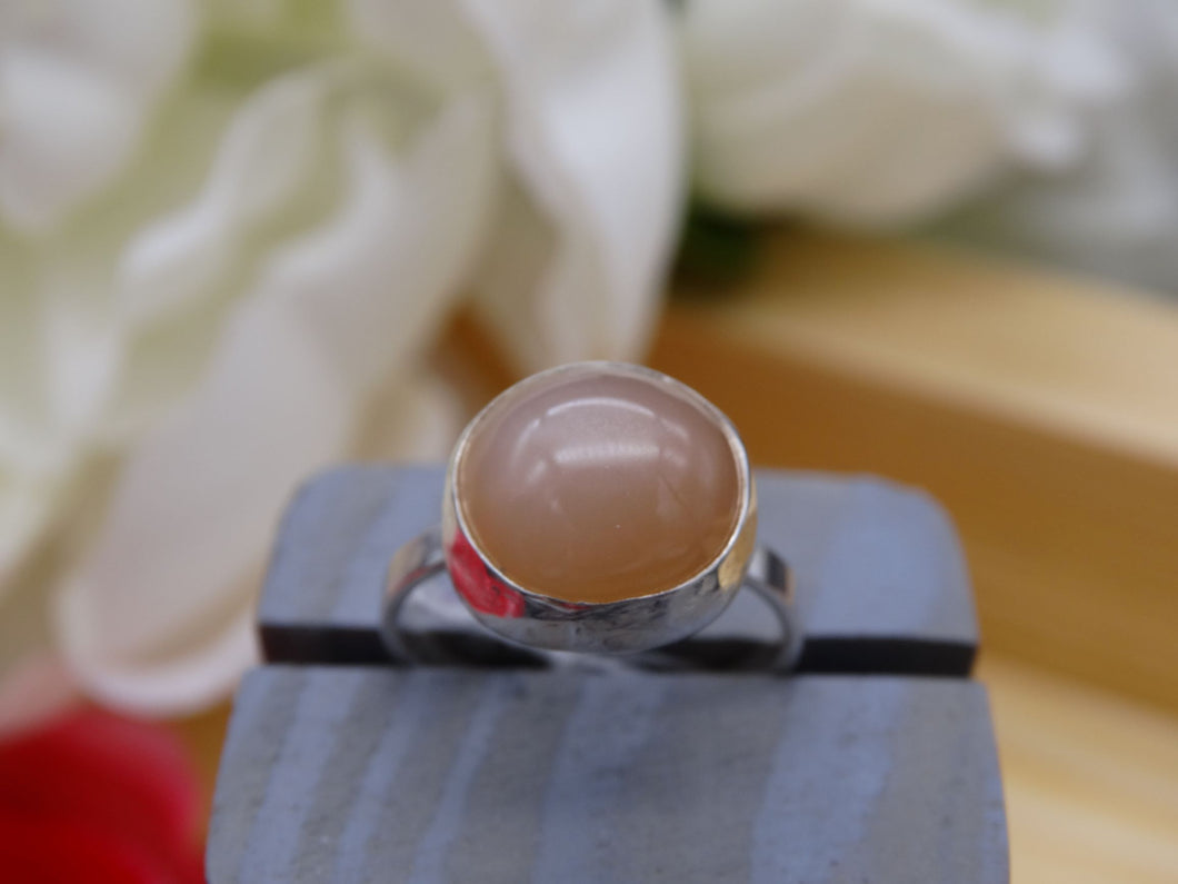 Peach Moonstone and silver ring size 6 1/2