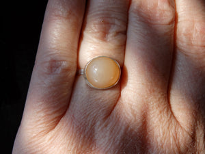 Peach Moonstone and silver ring size 6 1/2