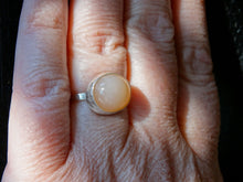Load image into Gallery viewer, Peach Moonstone and silver ring size 6 1/2