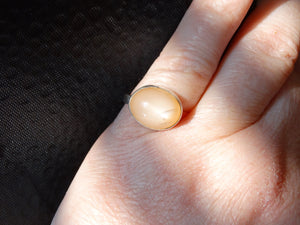 Peach Moonstone and silver ring size 5 1/2