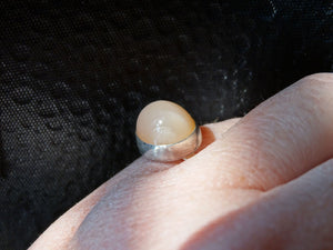 Peach Moonstone and silver ring size 5 1/2