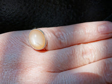 Load image into Gallery viewer, Peach Moonstone and silver ring size 5 1/2