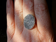 Load image into Gallery viewer, Black Druzy and silver ring size 8 1/2