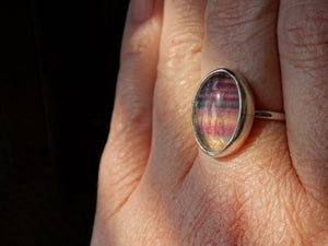 Banded Fluorite and silver ring size 9