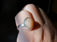 Load image into Gallery viewer, Peach Moonstone and silver ring size 5 3/4
