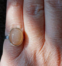 Load image into Gallery viewer, Peach Moonstone and silver ring size 4 1/2