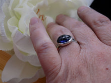 Load image into Gallery viewer, Iolite and silver ring size 8