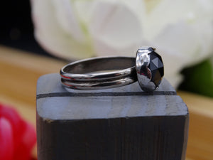 Black Spinel and silver ring size 9 3/4