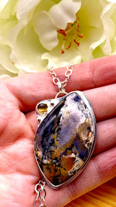 Amethyst Sage Agate and Silver Necklace