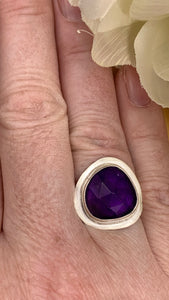 Amethyst and Silver Ring Size 6 1/2