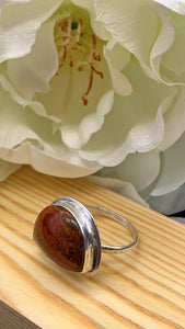 Moroccan Seam Agate and Silver Ring Size 8 1/2