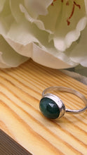 Load image into Gallery viewer, Natural Emerald and Silver Ring Size 8