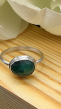 Load image into Gallery viewer, Natural Emerald and Silver Ring Size 8
