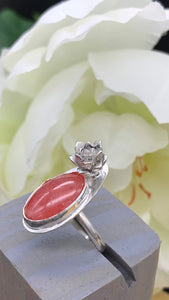 Rhodochrosite and Silver Ring Size 7 1/2 - 7 3/4