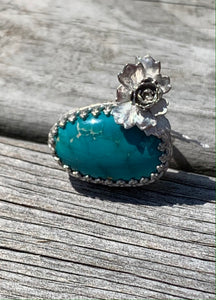 Fox Turquoise and sterling silver ring size 6