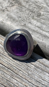 Amethyst and Silver Ring Size 6 1/2