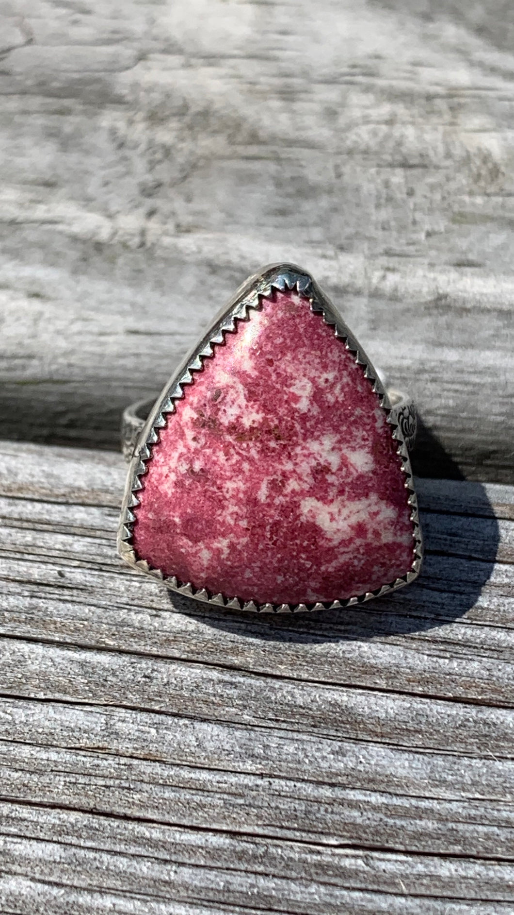Thulite and silver Ring Size 5 1/4