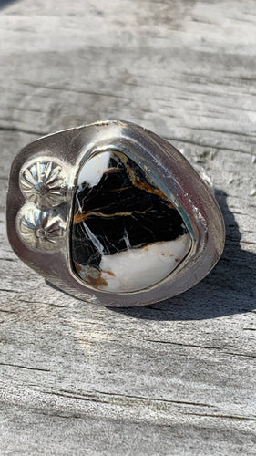 White Buffalo and silver Ring Size 8 3/4